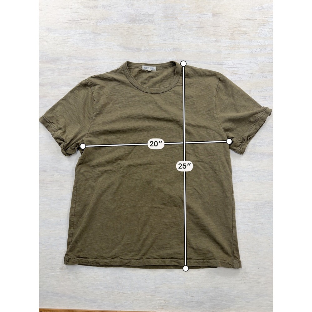 Alex Mill T-Shirt Slub Cotton Short Sleeve Olive Green Large Mens - Picture 6 of 7